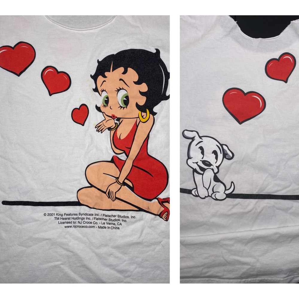 Vintage Betty Boop Shirt Kisses Double Sided Graphics‎ Fleischer Studios 2XL